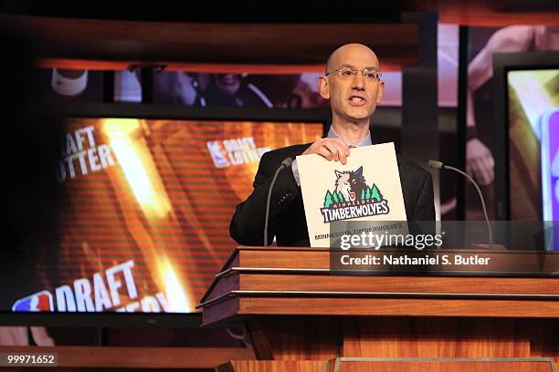 Deputy Commissioner Adam Silver announces the Minnesota Timberwolves will have the fourth pick during the 2010 NBA Draft Lottery at the Studios at...