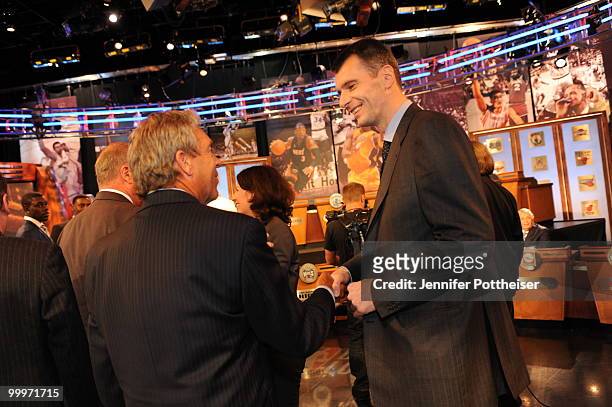 New Jersey Nets owner Mikhail Prokhorov mingles during the 2010 NBA Draft Lottery at the Studios at NBA Entertainment on May 18, 2010 in Secaucus,...