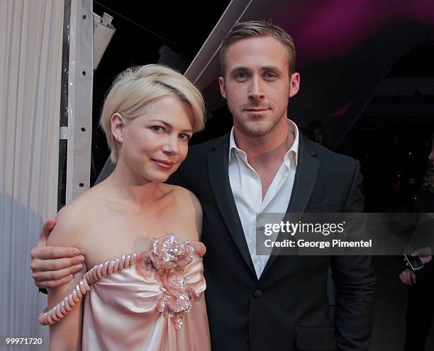 Actress Michelle Williams and actor Ryan Gosling attend the Blue Valentine After Party at Palais Stephanie during the 63rd Annual Cannes Film...