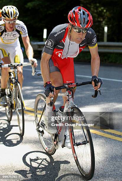 Levi Leipheimer of the USA and riding for Radio Shack leads the final selection ahead of Michael Rogers of Australia and riding for HTC-Columbia as...