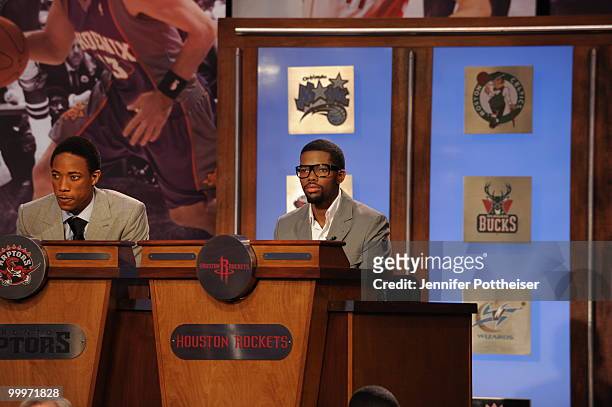 Aaron Brooks of the Houston Rockets looks on during the 2010 NBA Draft Lottery at the Studios at NBA Entertainment on May 18, 2010 in Secaucus, New...