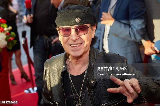 Klaus Meine, lead singer of the band Scorpions, arrives at the beneficial event "Night of Legends" in Hamburg, Germany, 03 September 2017. Photo:...