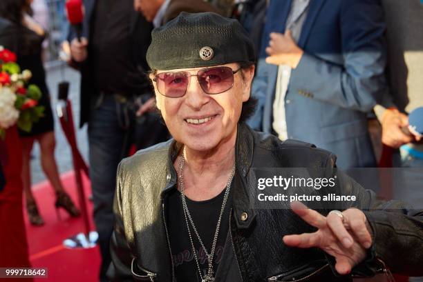 Dpatop - Klaus Meine, lead singer of the band Scorpions, arrives at the beneficial event "Night of Legends" in Hamburg, Germany, 03 September 2017....