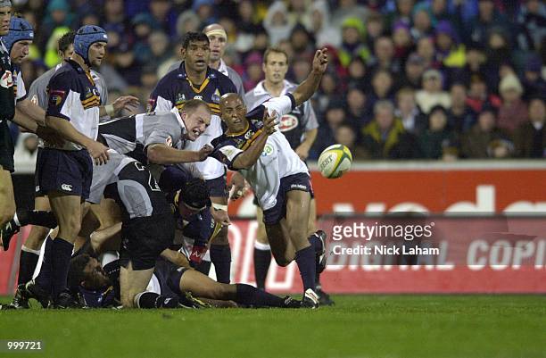 George Gregan of theBrumbies in the Super 12 Final between the ACT Brumbies and the Sharks at Bruce Stadium, Canberra, Australia. Brumbies defeated...