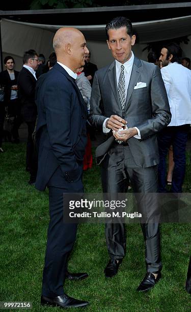 Roberto Lupano of Dolce & Gabbana and W Editor-in-Chief Stefano Tonchi attend the cocktail reception for W Magazine's editor-in-chief at the Bulgari...