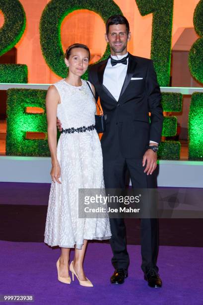 Jelena Ðokovic and Novak Djokovic attend the Wimbledon Champions Dinner at The Guildhall on July 15, 2018 in London, England.