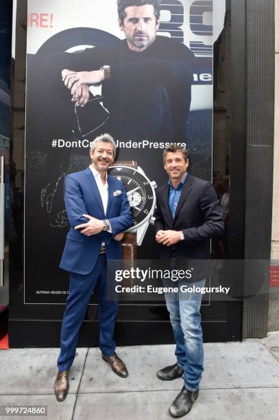 Vice President of Marketing TAG Heuer North America Andrea Soriani and TAG Heuer Brand Ambassador Patrick Dempsey attend the TAG Heuer Museum In...
