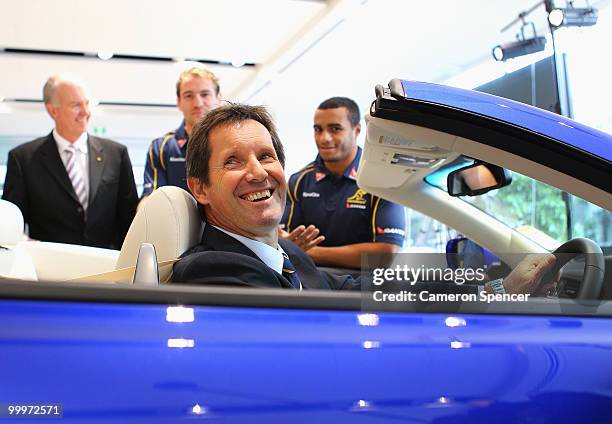 Wallabies head coach Robbie Deans sits in a new Lexus during an Australian Wallabies photocall at Sydney City Lexus on May 19, 2010 in Sydney,...