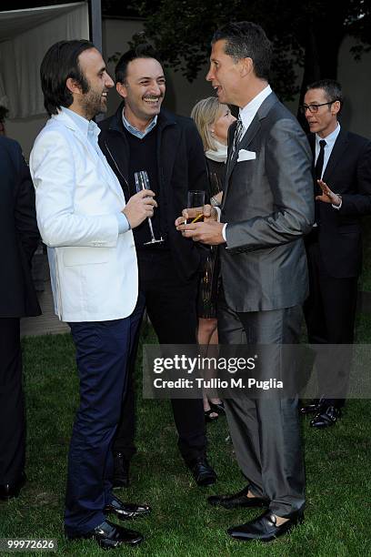 Domenico Galluccio of Moncler and W Editor-in-Chief Stefano Tonchi attend the cocktail reception for W Magazine's editor-in-chief at the Bulgari...