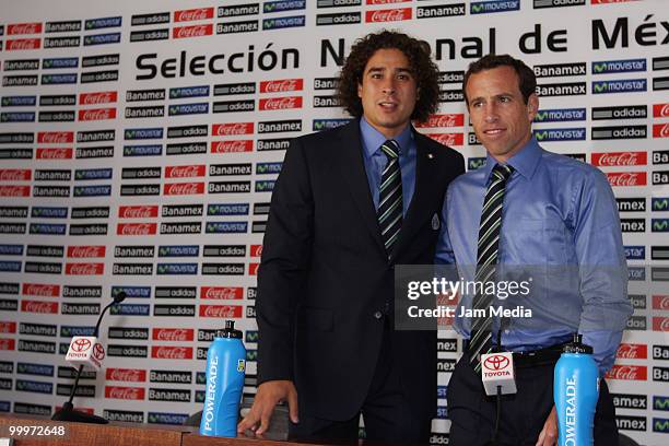 Mexico National Team's players Guillermo Ochoa and Gerardo Torrado during a press conference at High Performance Center of FEMEXFUT prior to their...