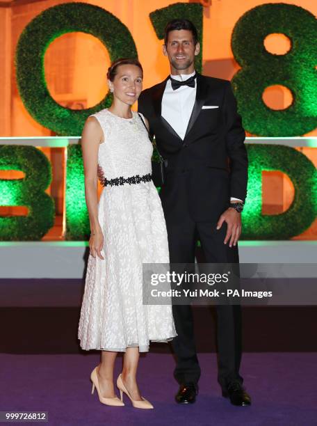 Novak Djokovic and wife Jelena arrive at the Champions' Dinner at the Guildhall in The City of London.