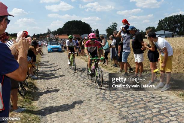 Tour de France 2018 stage 9 from Arras Citadelle to Roubaix cobblestones sector of Pont Thibault near Avelin on July 15, 2018 in Roubaix, France.