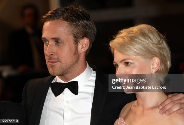 Ryan Gosling and Michelle Williams attend the "Blue Valentine" Premiere at the Palais des Festivals during the 63rd Annual Cannes Film Festival on...