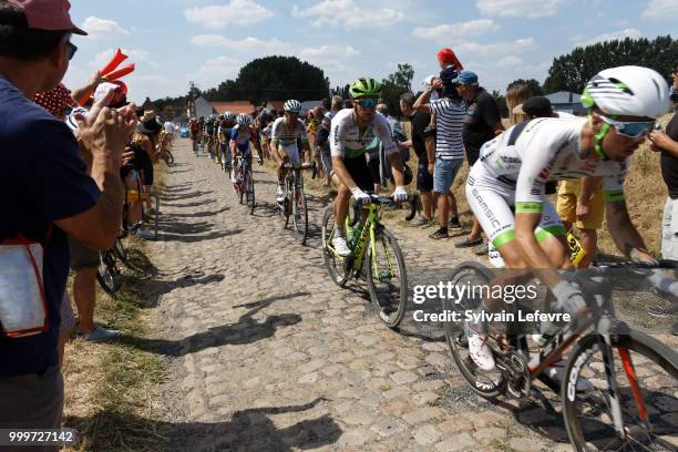 Tour de France 2018 stage 9 from Arras Citadelle to Roubaix cobblestones sector of Pont Thibault near Avelin on July 15, 2018 in Roubaix, France.