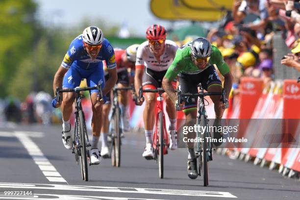 Arrival / Philippe Gilbert of Belgium and Team Quick-Step Floors / Peter Sagan of Slovakia and Team Bora Hansgrohe Green Sprint Jersey / Jasper...