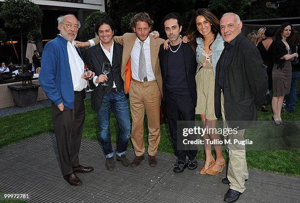 Designer Gaetano Pesce, Italian Independent CEO Lapo Elkann Giambattista Valli and Coco Brandolini d'Adda attend the cocktail reception for W...