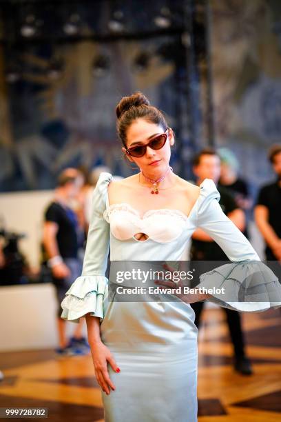 Araya Hargate attends the Ulyana Sergeenko Haute Couture Fall Winter 2018/2019 show as part of Paris Fashion Week on July 3, 2018 in Paris, France.