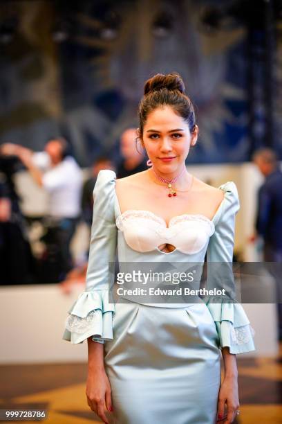 Araya Hargate attends the Ulyana Sergeenko Haute Couture Fall Winter 2018/2019 show as part of Paris Fashion Week on July 3, 2018 in Paris, France.