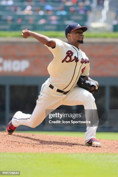 Atlanta Braves Starting pitcher Julio Teheran during the MLB game between the Arizona Diamondbacks and the Atlanta Braves on July 15 at Suntrust Park...