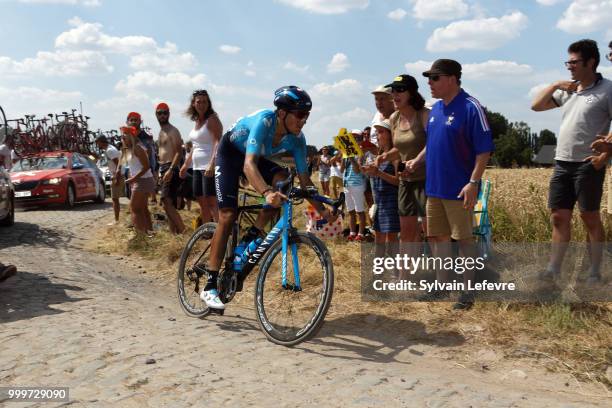 Tour de France 2018 stage 9 from Arras Citadelle to Roubaix cobblestones sector of Pont Thibault near Avelin on July 15, 2018 in Roubaix, France.