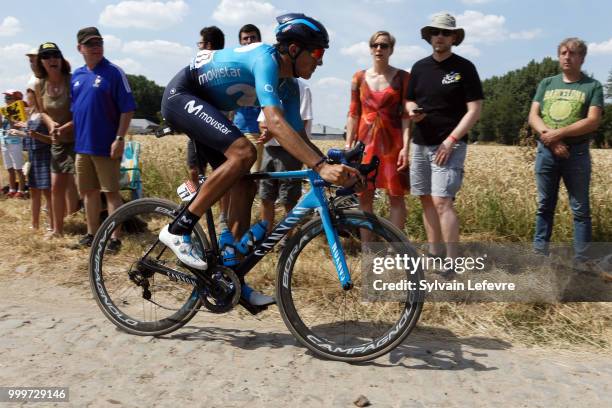 Tour de France 2018 stage 9 from Arras Citadelle to Roubaix cobblestones sector of Pont Thibault near Avelin on July 15, 2018 in Roubaix, France.