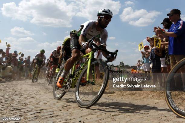 Tour de France 2018 stage 9 from Arras Citadelle to Roubaix cobblestones sector of Pont Thibault near Avelin on July 15, 2018 in Roubaix, France.