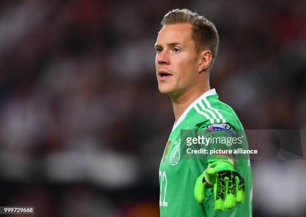 Germany's goalkeeper Marc-Andre ter Stegen during the soccer World Cup qualification group stage match between Germany and Norway in the...