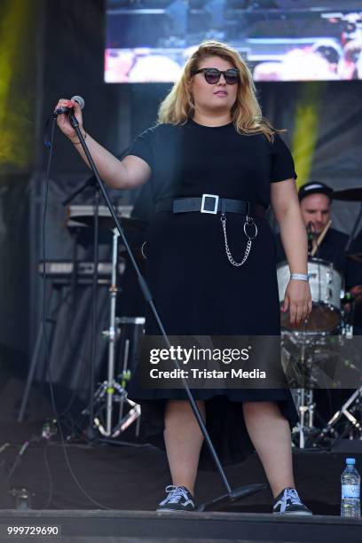 Alina Wichmann performs at the Radio B2 SchlagerHammer Open-Air-Festival at Hoppegarten on July 15, 2018 in Berlin, Germany.