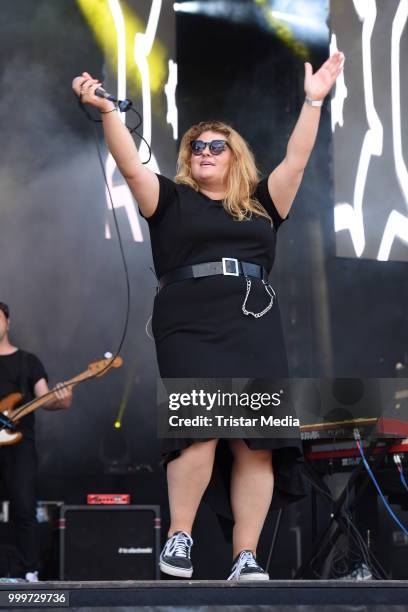 Alina Wichmann performs at the Radio B2 SchlagerHammer Open-Air-Festival at Hoppegarten on July 15, 2018 in Berlin, Germany.