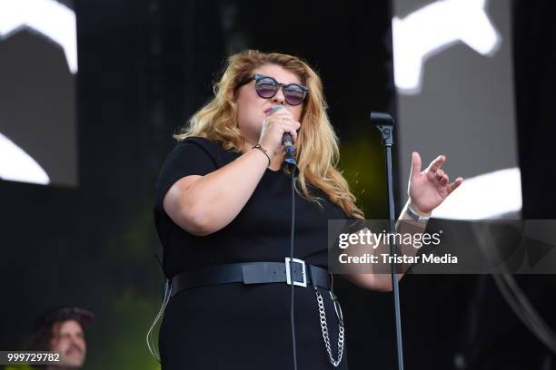 Alina Wichmann performs at the Radio B2 SchlagerHammer Open-Air-Festival at Hoppegarten on July 15, 2018 in Berlin, Germany.