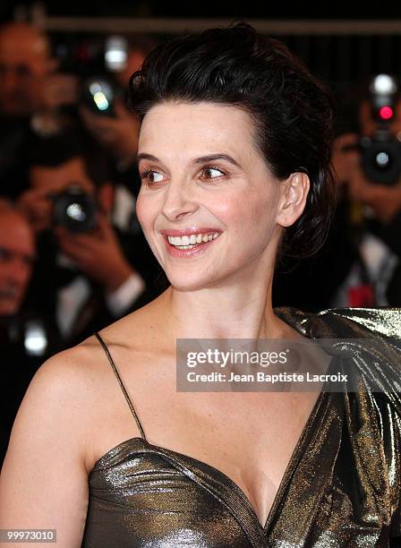 Juliette Binoche attends the "Certified Copy" Premiere at the Palais des Festivals during the 63rd Annual Cannes Film Festival on May 18, 2010 in...