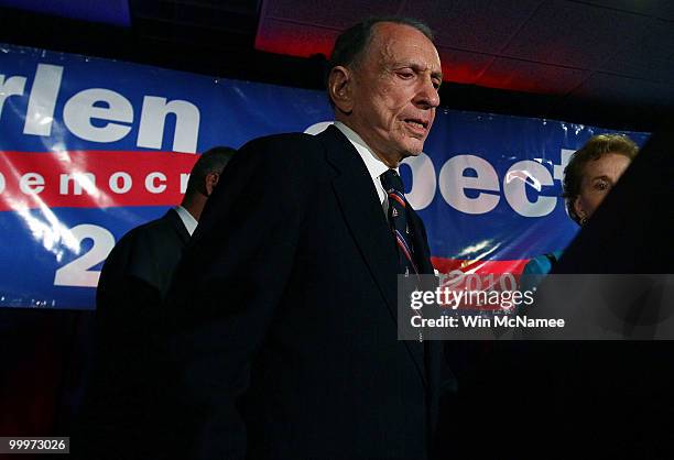 Sen. Arlen Specter concedes defeat at a primary night gathering of supporters and staff May 18, 2009 in Philadelphia, Pennsylvania. Specter, a...