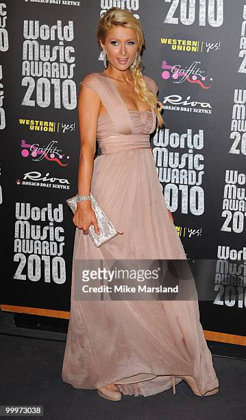 Paris Hilton attends the World Music Awards 2010 at the Sporting Club on May 18, 2010 in Monte Carlo, Monaco.