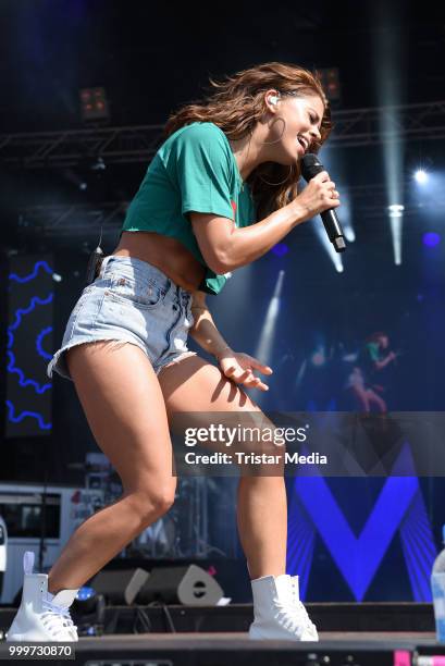 Vanessa Mai performs at the Radio B2 SchlagerHammer Open-Air-Festival at Hoppegarten on July 15, 2018 in Berlin, Germany.