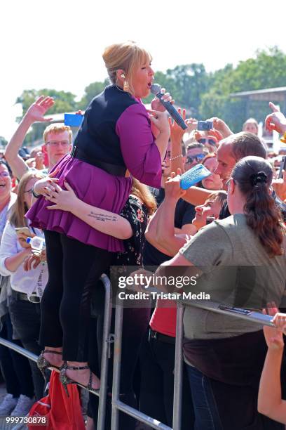 Maite Kelly performs at the Radio B2 SchlagerHammer Open-Air-Festival at Hoppegarten on July 15, 2018 in Berlin, Germany.