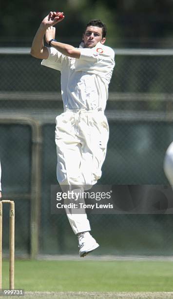 Stephen Harmison of the E.C.B.N.A. In action during the one-day match between the England Cricket Board National Academy and the South Australia...
