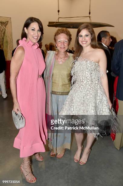 Alison Bruhn, Louise Nicholson, and Delia Folk attend the Parrish Art Museum Midsummer Party 2018 at Parrish Art Museum on July 14, 2018 in Water...