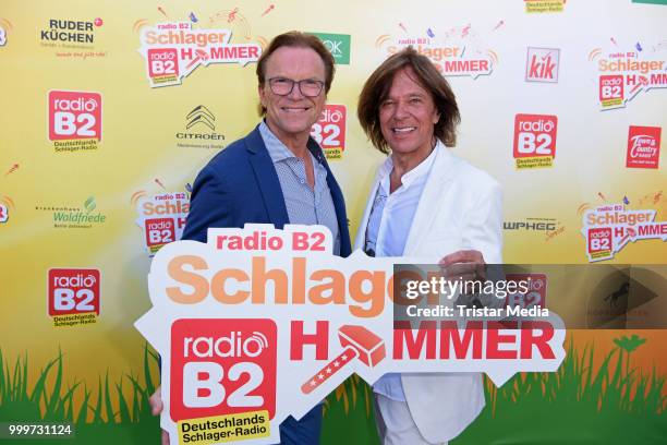 Wolfgang Lippert and Juergen Drews during the Radio B2 SchlagerHammer Open-Air-Festival at Hoppegarten on July 15, 2018 in Berlin, Germany.