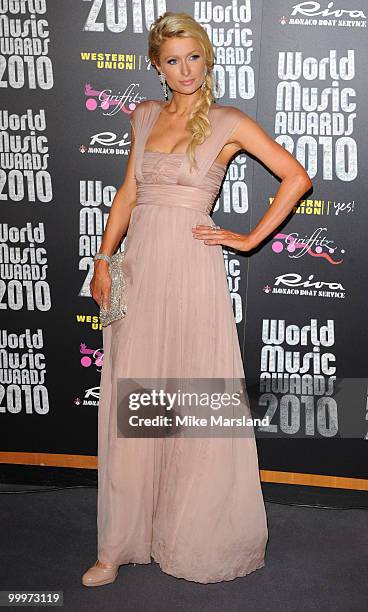 Paris Hilton attends the World Music Awards 2010 at the Sporting Club on May 18, 2010 in Monte Carlo, Monaco.