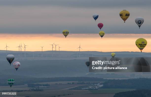 Hot air balloons start during the 27th International Warsteiner Montgolfiade at the airport Paderborn/Lippstadt in Bueren, Germany, 5 September 2017....
