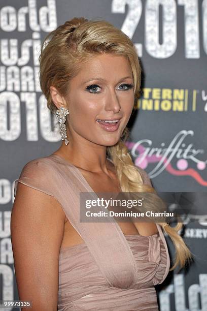 Paris Hilton attends the World Music Awards 2010 at the Sporting Club on May 18, 2010 in Monte Carlo, Monaco.