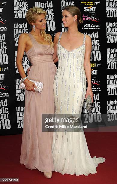 Paris Hilton and Nicky Hilton attend the World Music Awards 2010 at the Sporting Club on May 18, 2010 in Monte Carlo, Monaco.