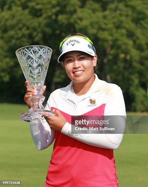 Thidapa Suwannapura of Thailand poses with the trophy after winning the Marathon Classic Presented By Owens Corning And O-I at Highland Meadows Golf...