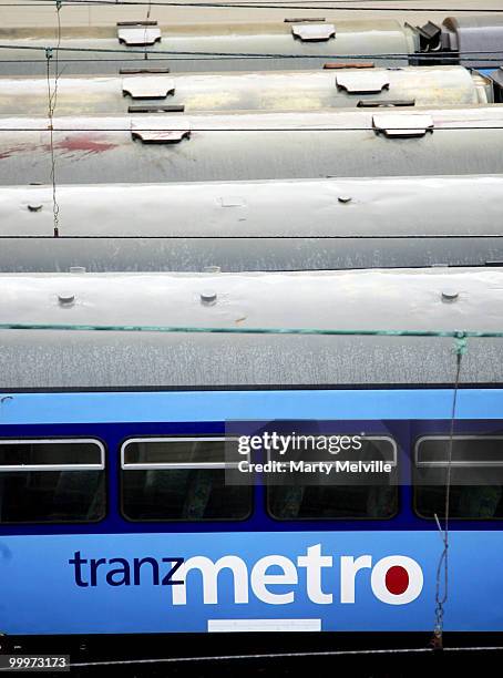 Tranzmetro trains are seen at Wellington Railway Station on May 19, 2010 in Wellington, New Zealand. Finance Minister Bill English will deliver the...