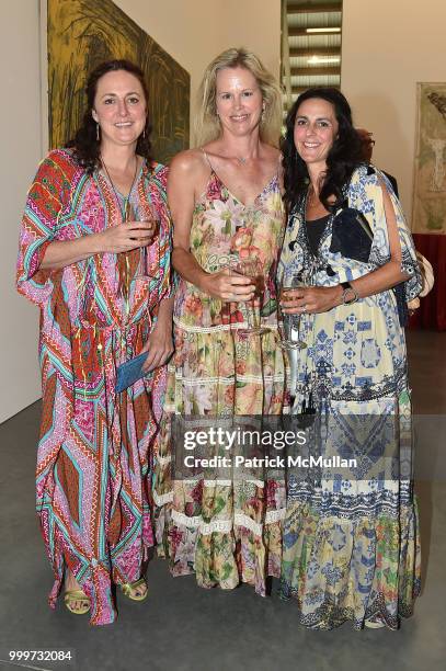 Liz Lattancio, Samantha Culver, and Kristen Schiavoni attend the Parrish Art Museum Midsummer Party 2018 at Parrish Art Museum on July 14, 2018 in...