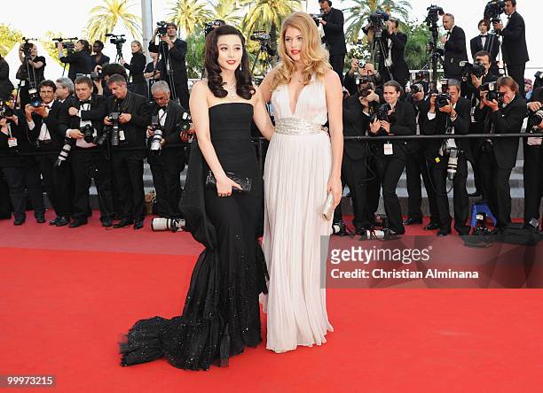 Actress Fan Bingbing and model Doutzen Kroes attend the 'Of Gods and Men' Premiere held at the Palais des Festivals during the 63rd Annual...