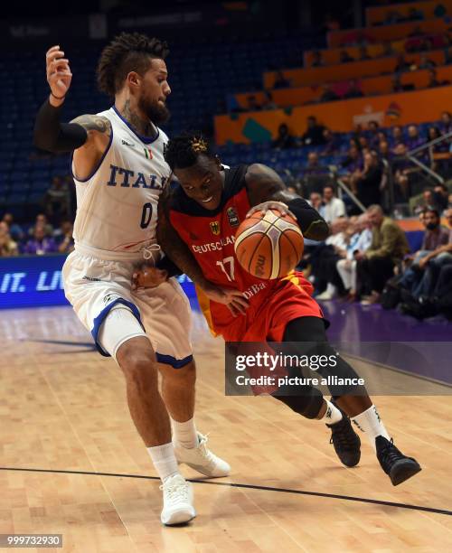 Dennis Schroeder of Germany in action against HACKETT Daniel of Italy during the EuroBasket 2017 Group B game between the Israel and Germany at the...