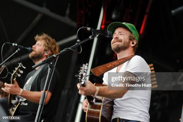 Dave Carroll and Dave Simonett of Trampled by Turtles perform on Day 3 of Forecastle Music Festival on July 15, 2018 in Louisville, Kentucky.