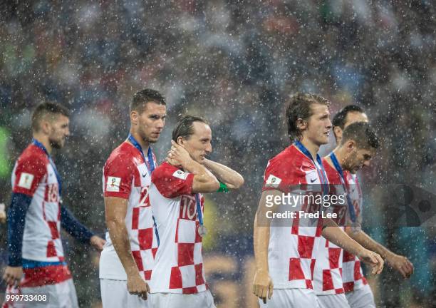Luka Modric of Croatia reacts at the end of of the 2018 FIFA World Cup Russia Final between France and Croatia at Luzhniki Stadium on July 15, 2018...
