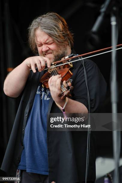 Ryan Young from Trampled by Turtles performs on Day 3 of Forecastle Music Festival on July 15, 2018 in Louisville, Kentucky.